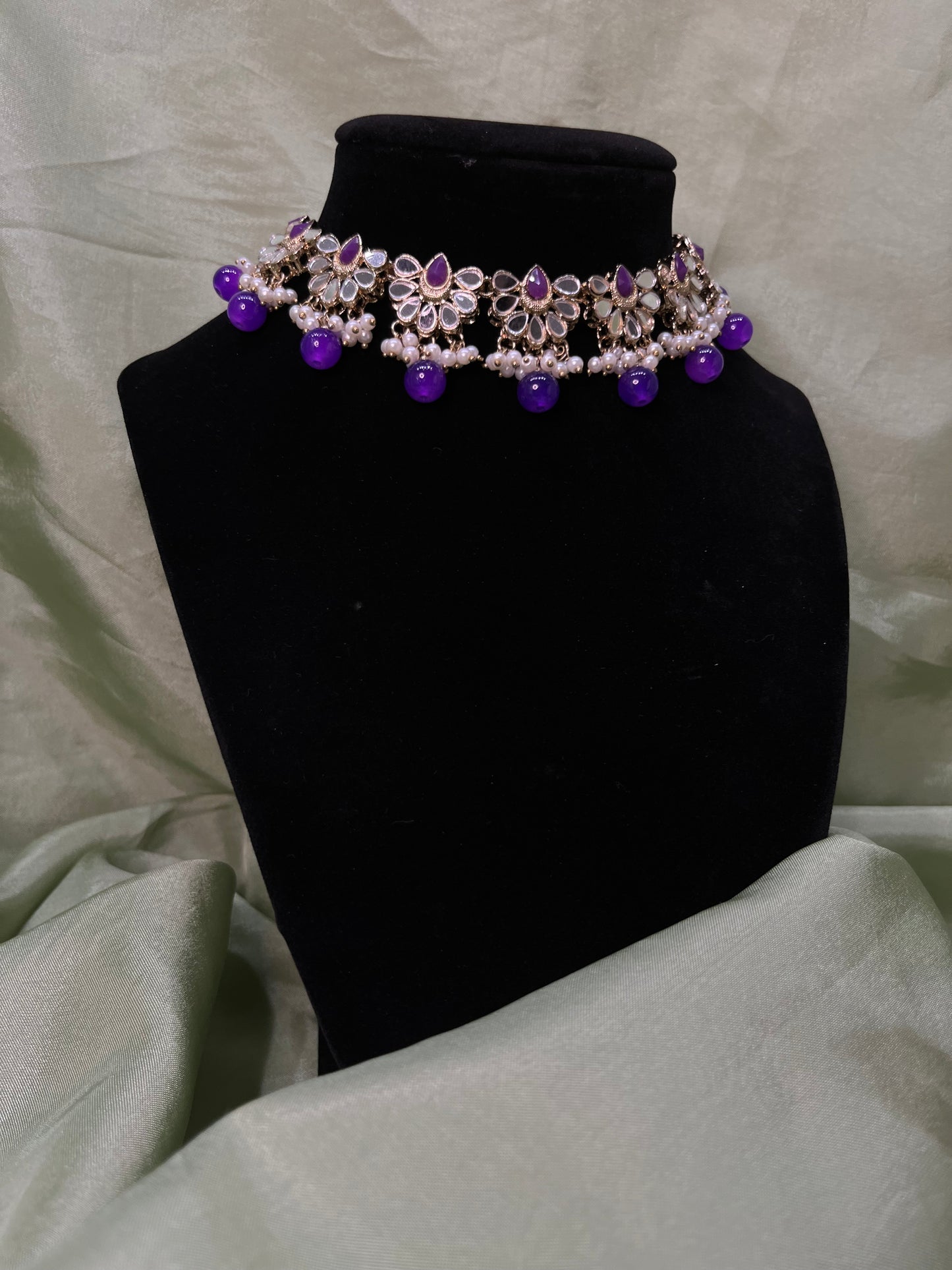 Purple mirror work choker set