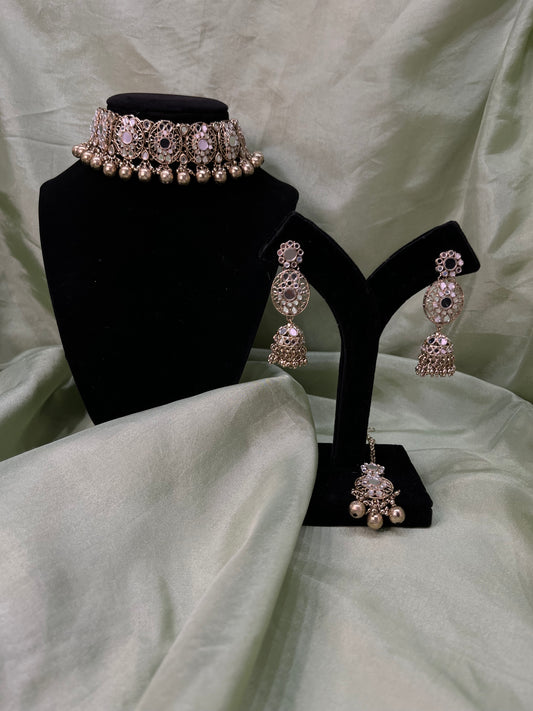 Gold mirror work choker set