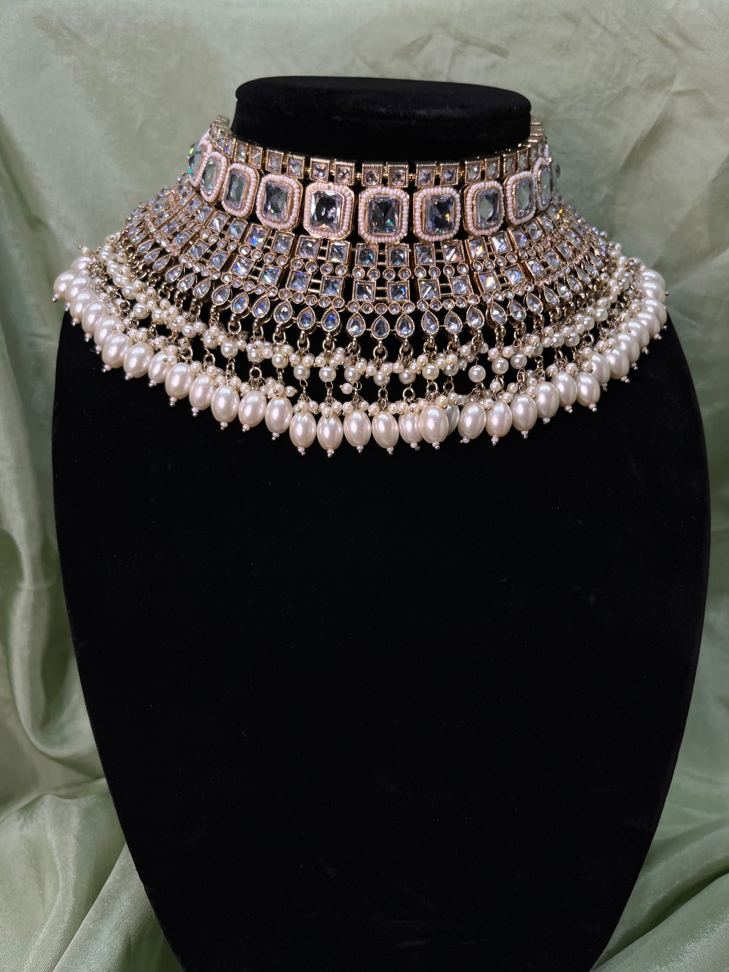 White gold bridal choker set