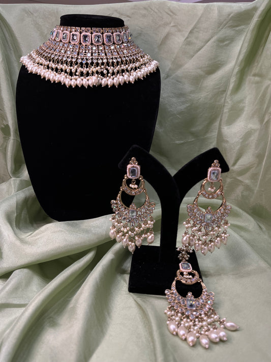 White gold bridal choker set