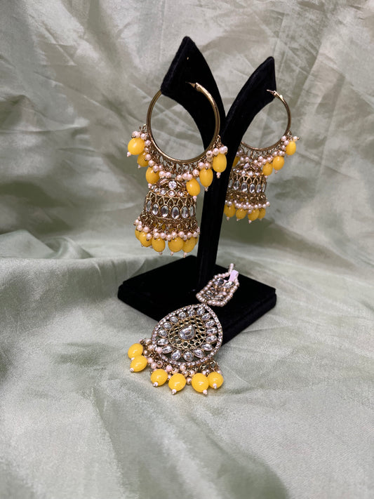 Yellow earring/tikka set
