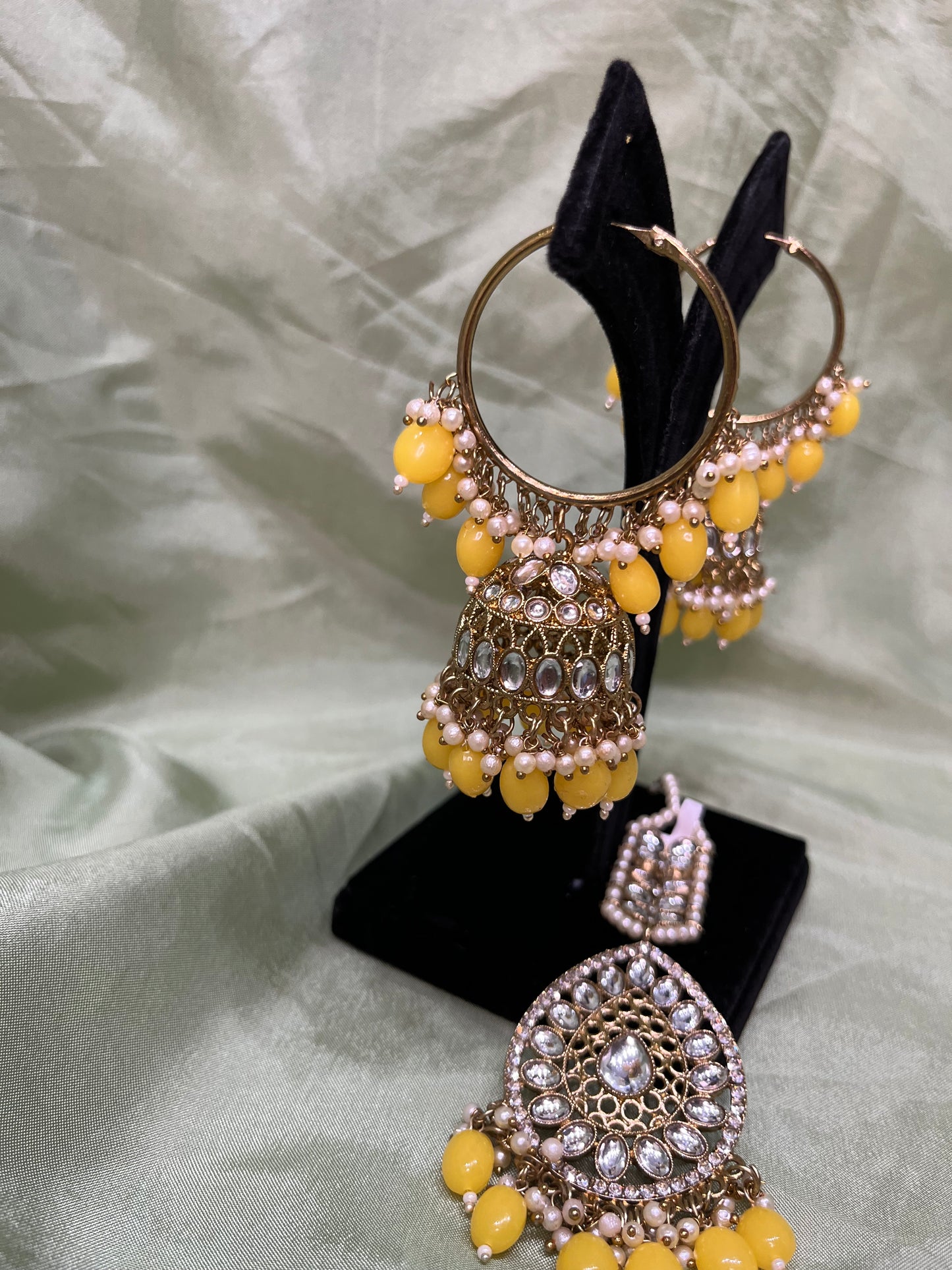 Yellow earring/tikka set