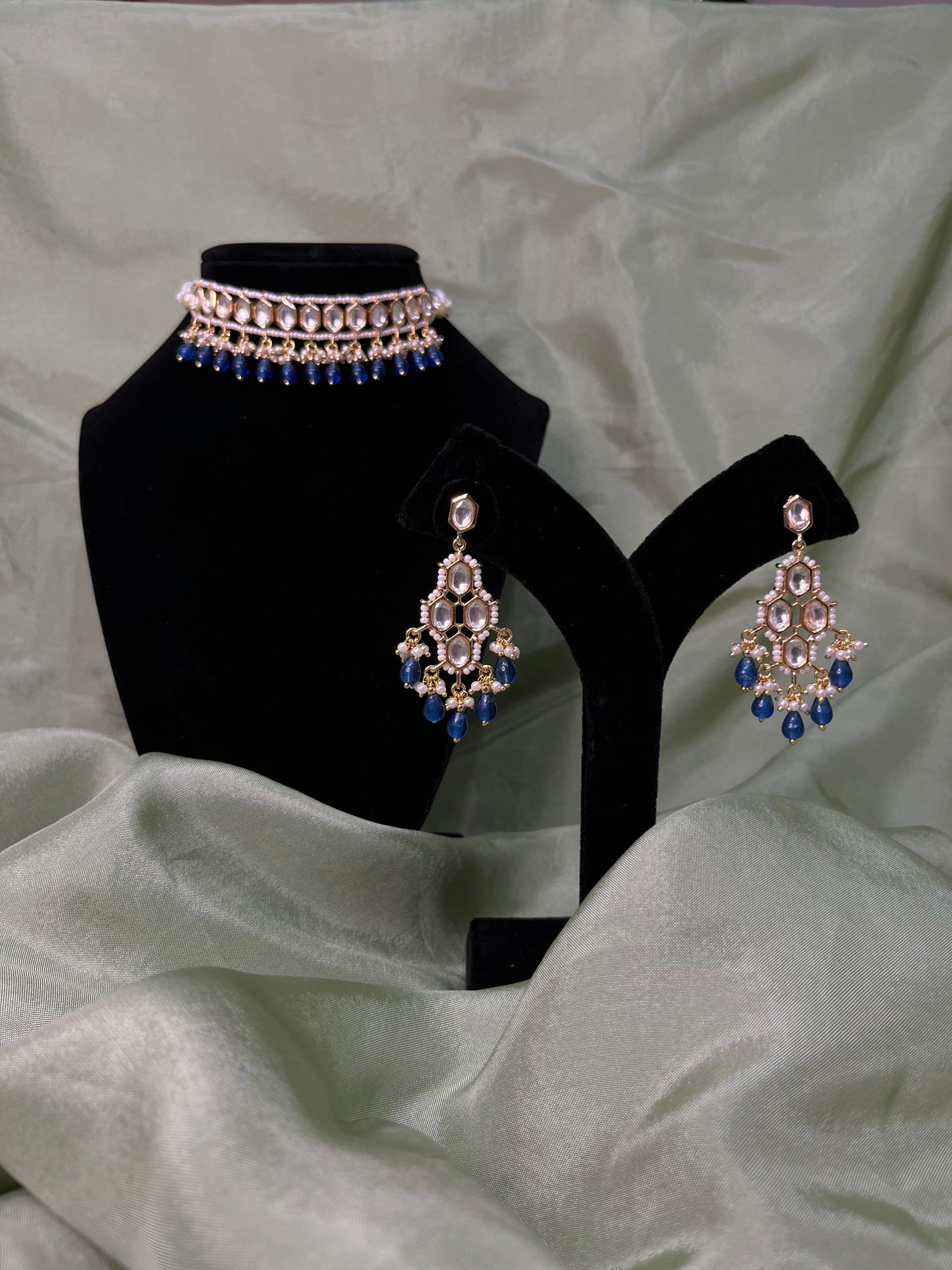 Royal blue Tiyani kundan choker set