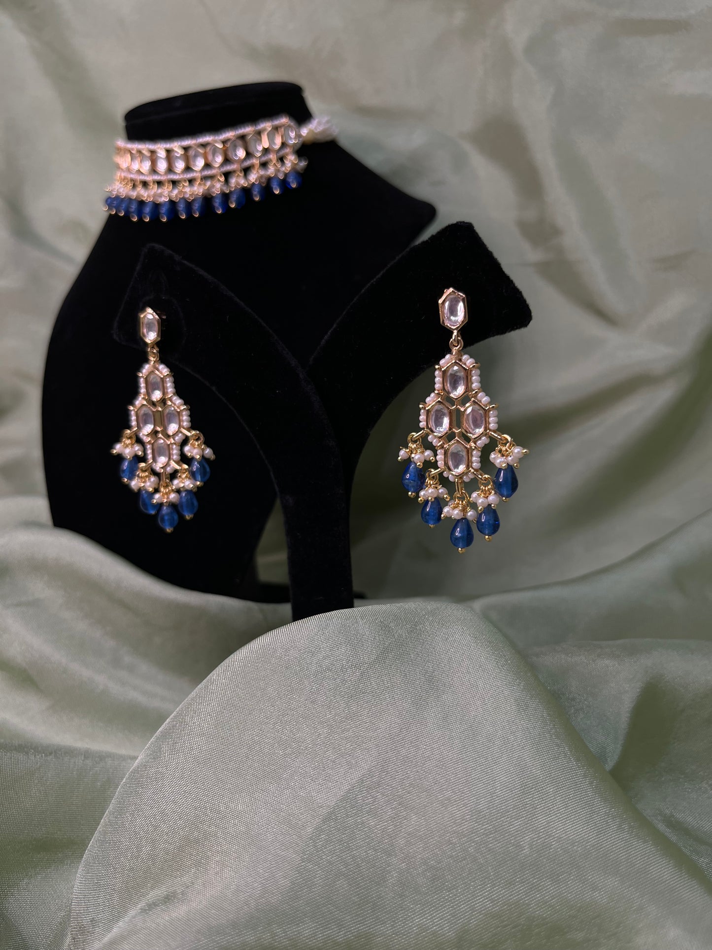 Royal blue Tiyani kundan choker set