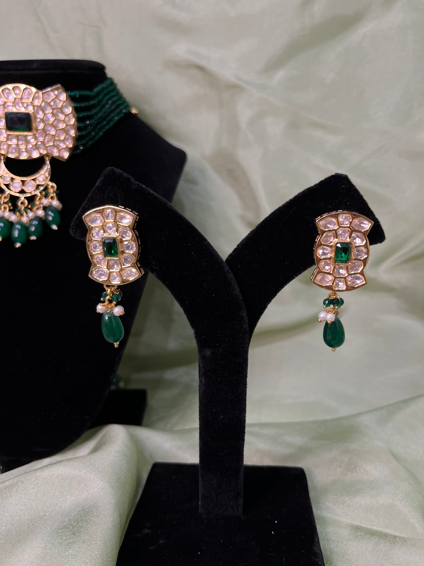Emerald green Tiyani kundan choker set