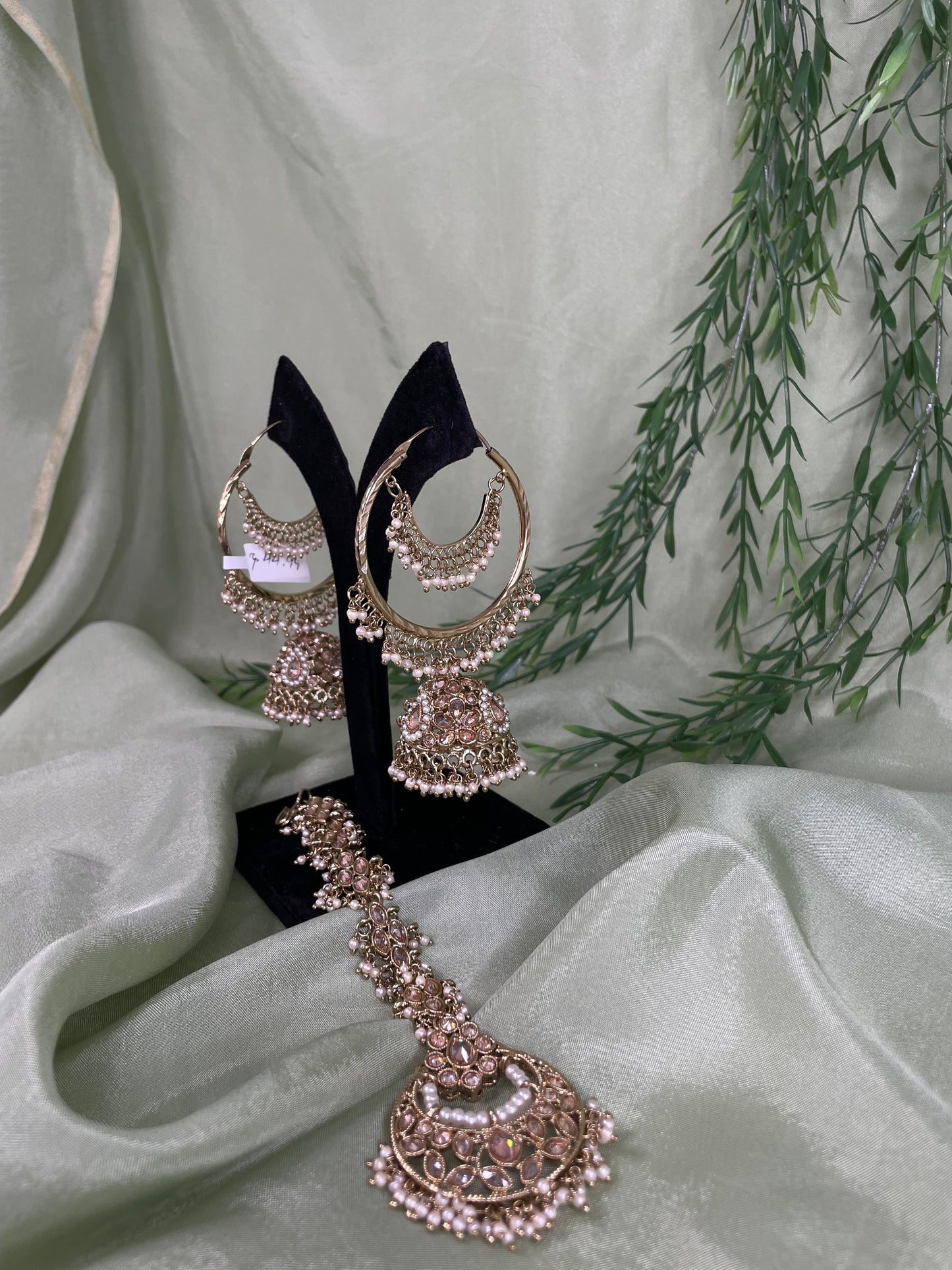 Gold jhumki tikka set