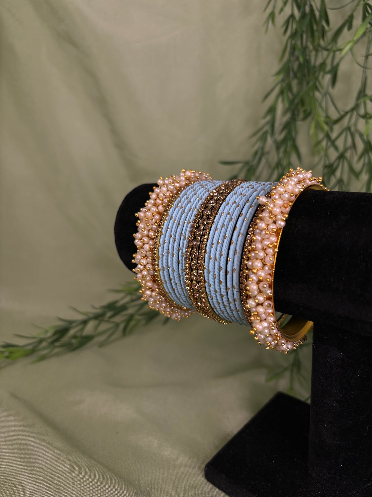 Light blue bindi bangle set