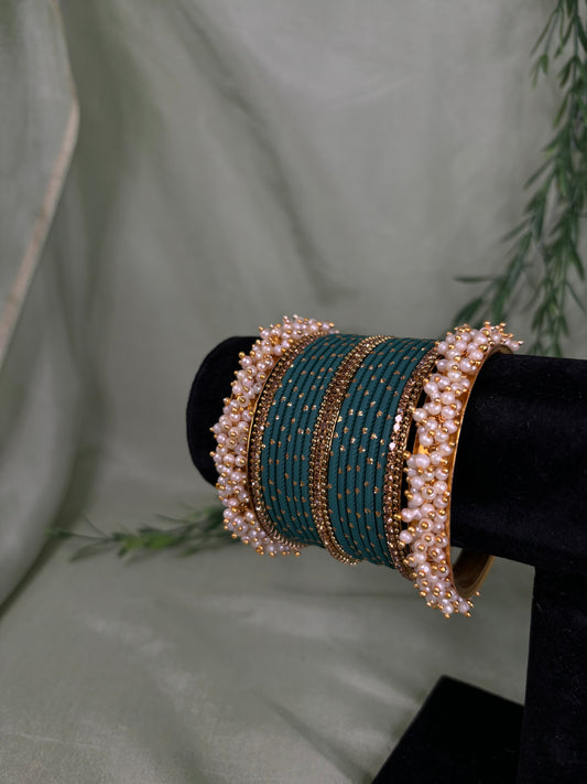 Emerald green bindi bangle set