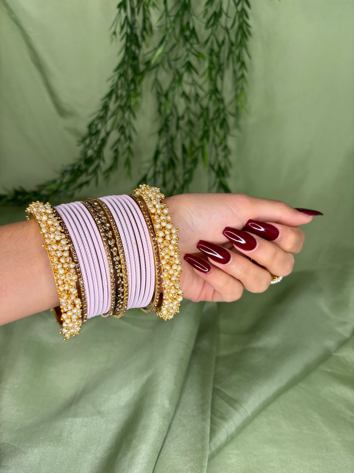Baby pink bangle set