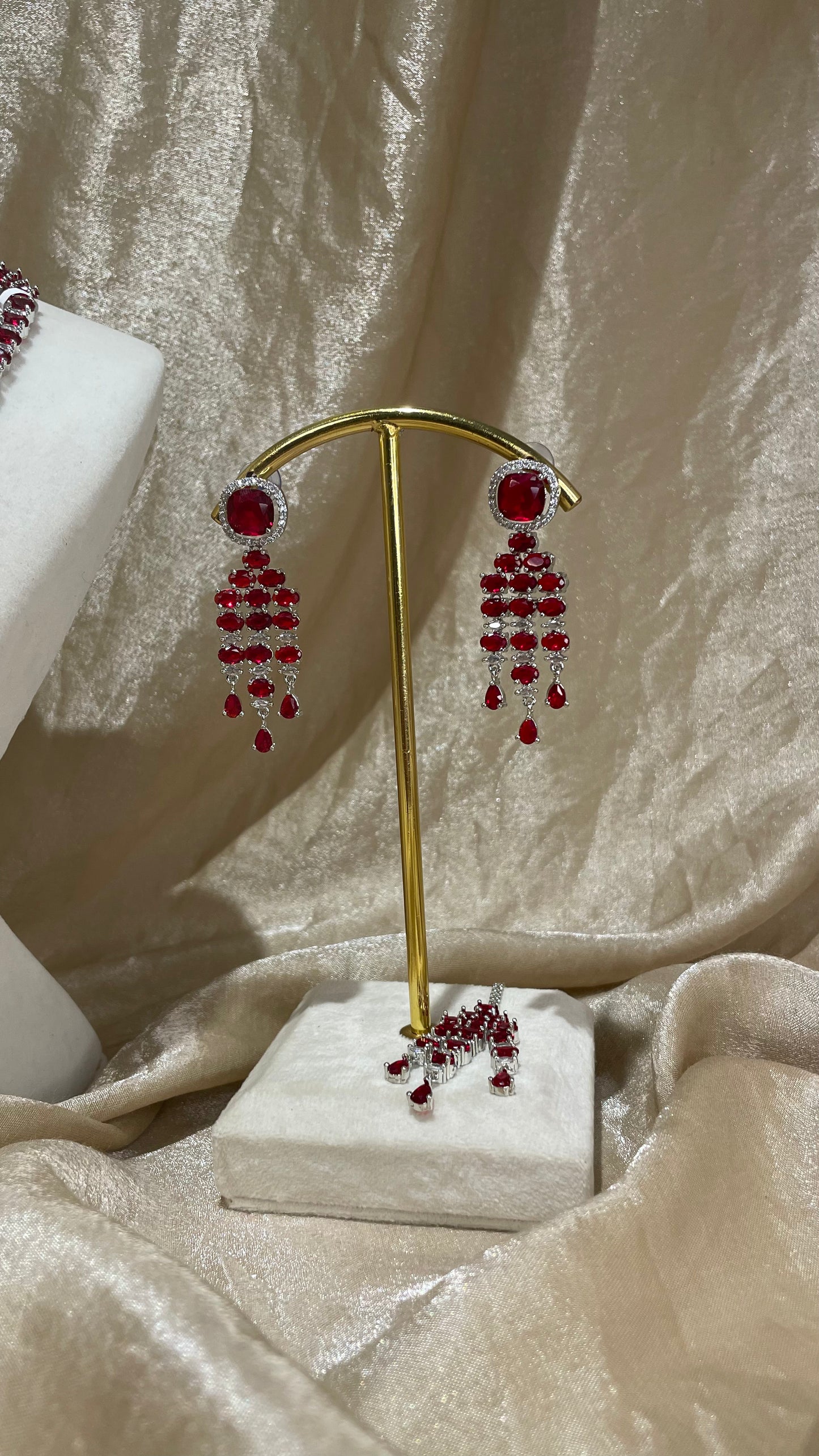 red layered necklace set