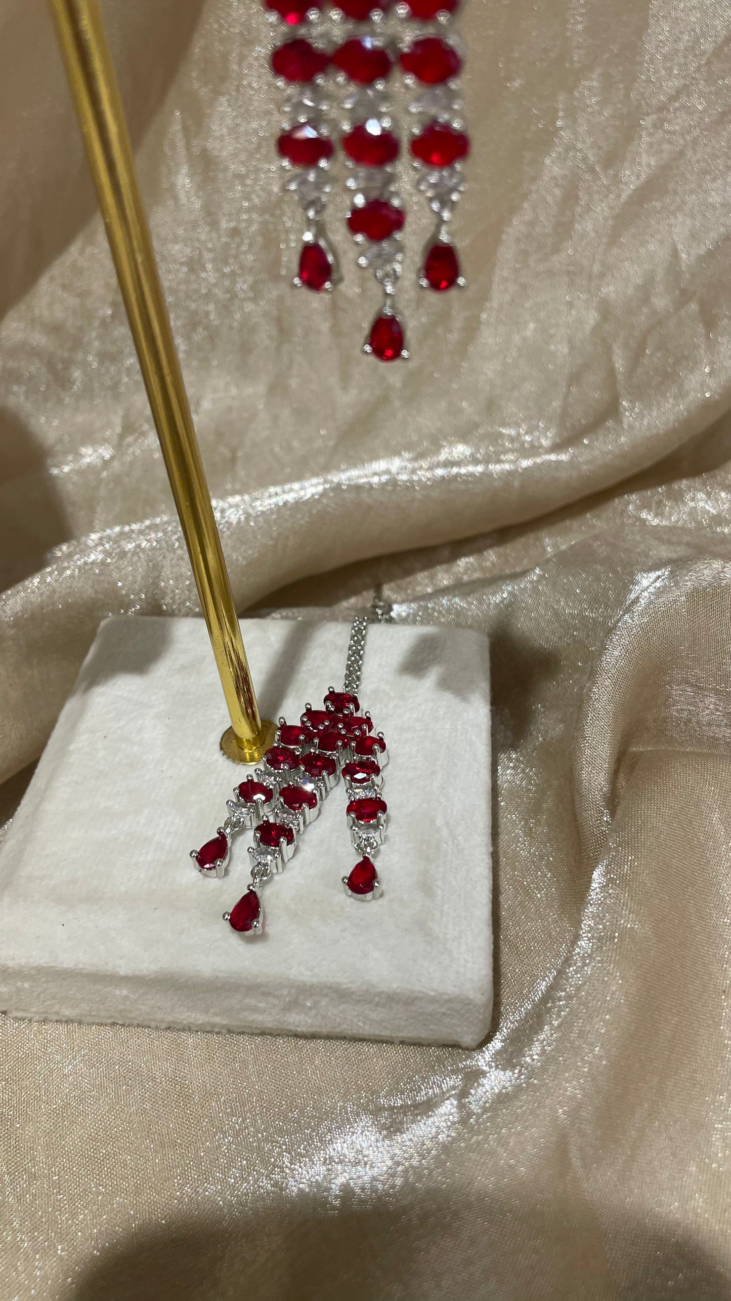 red layered necklace set