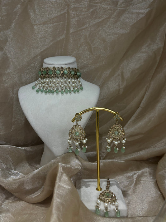 Mint green choker set
