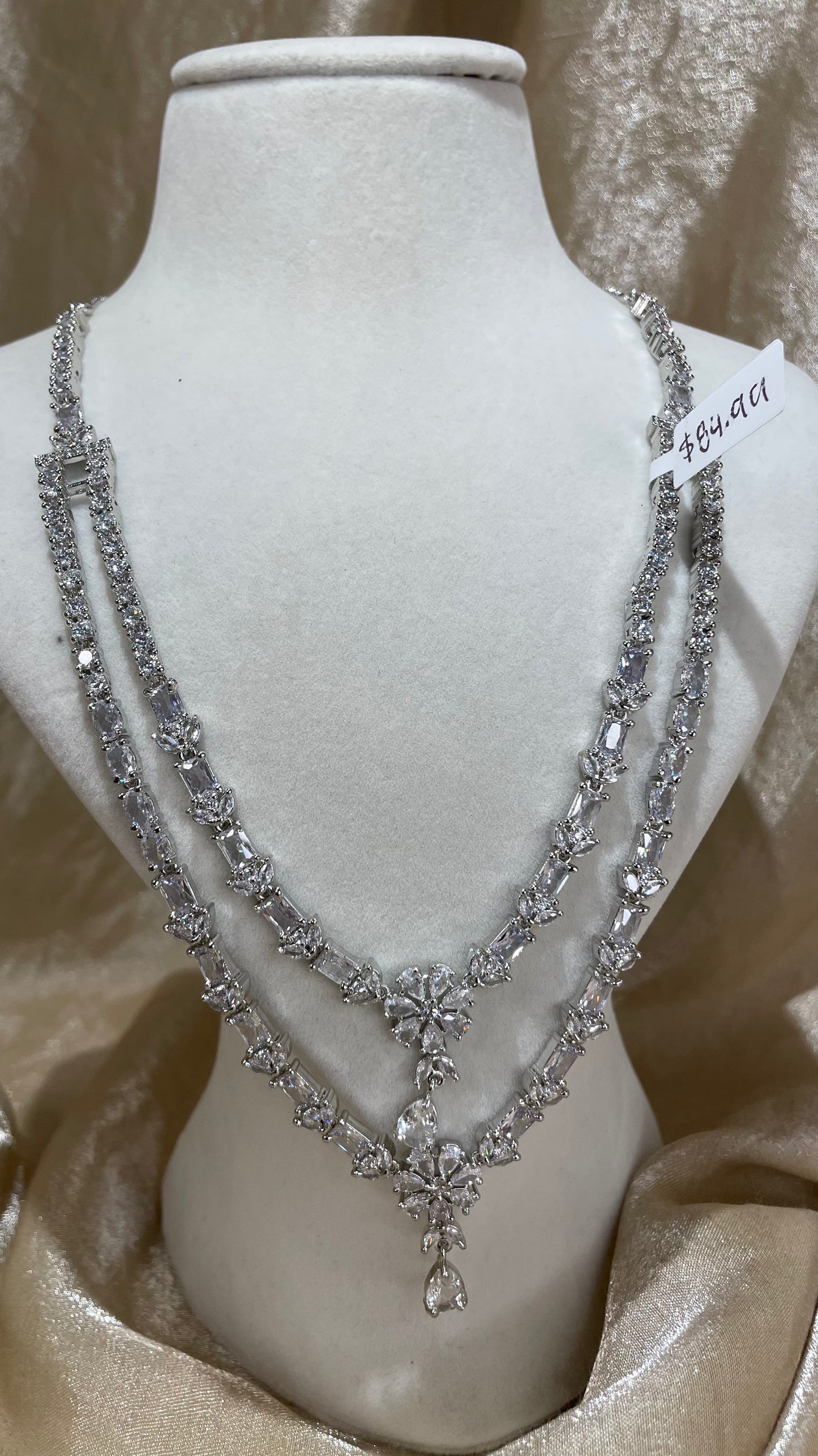 silver necklace set