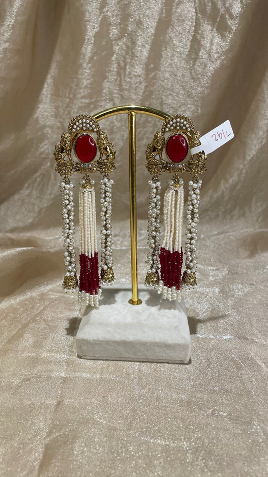 maroon statement earrings