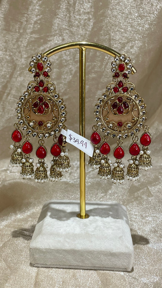 maroon statement earrings