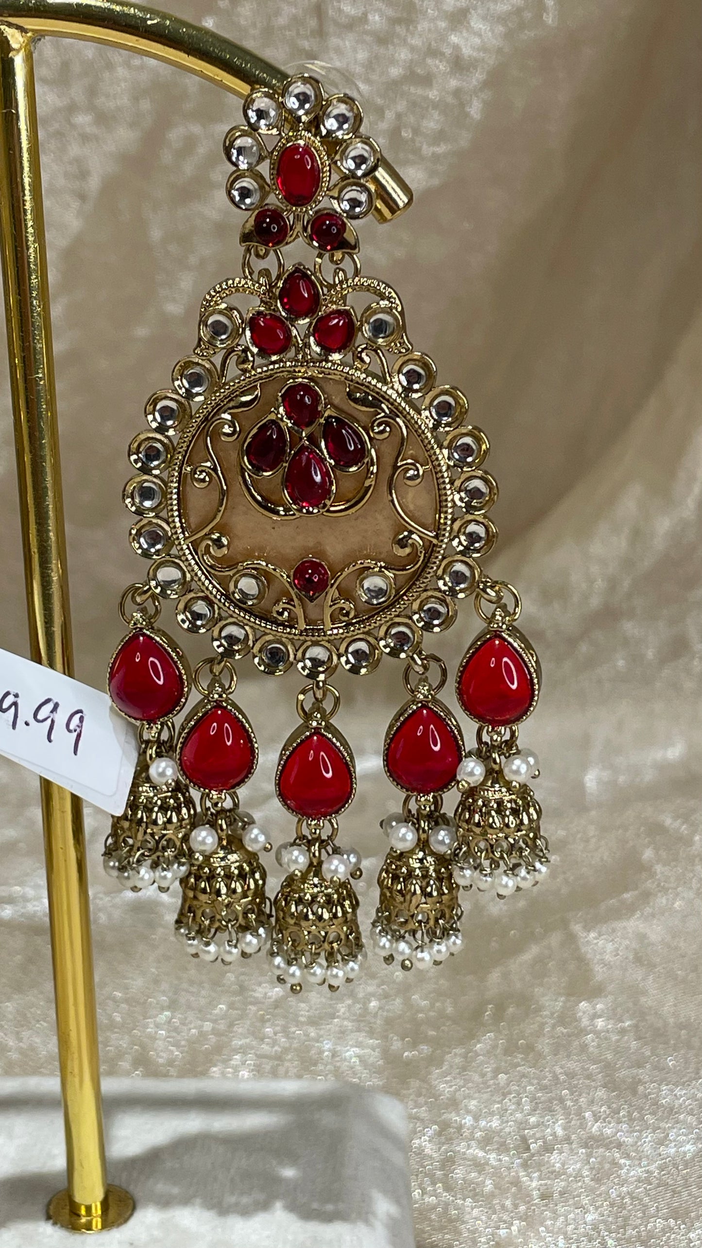 maroon statement earrings