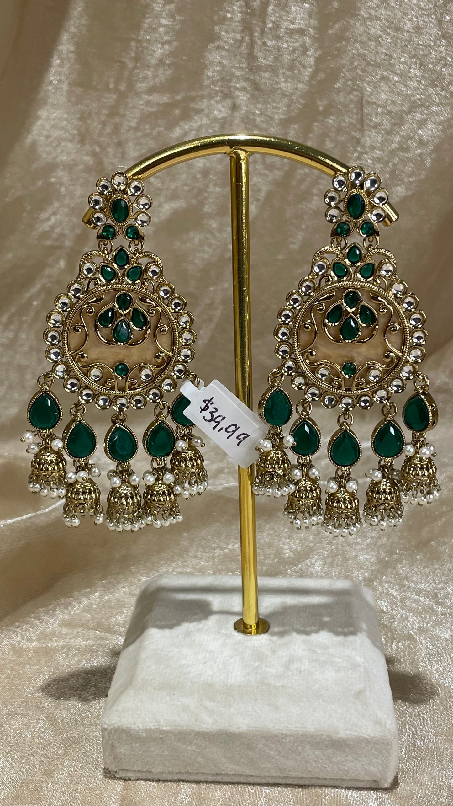 emerald green statement earrings