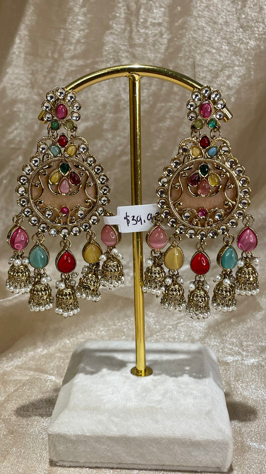 multi-colour statement earrings