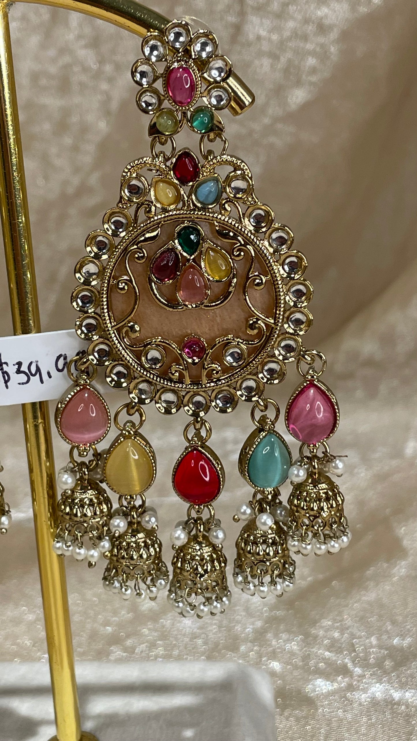 multi-colour statement earrings