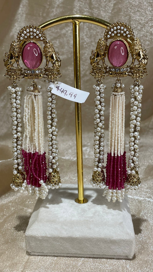 hot pink statement earrings