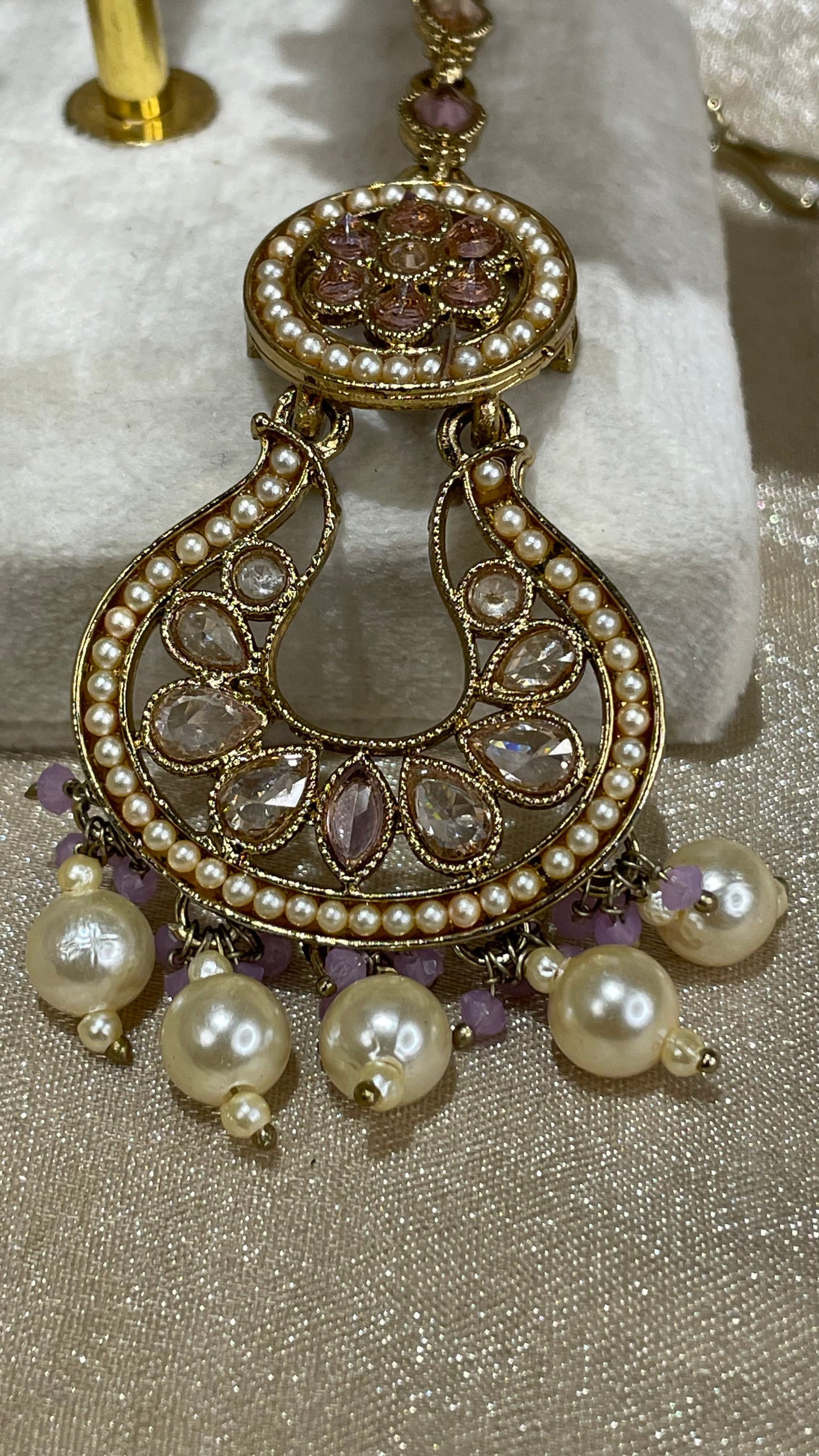 lavender jhumki/tikka set