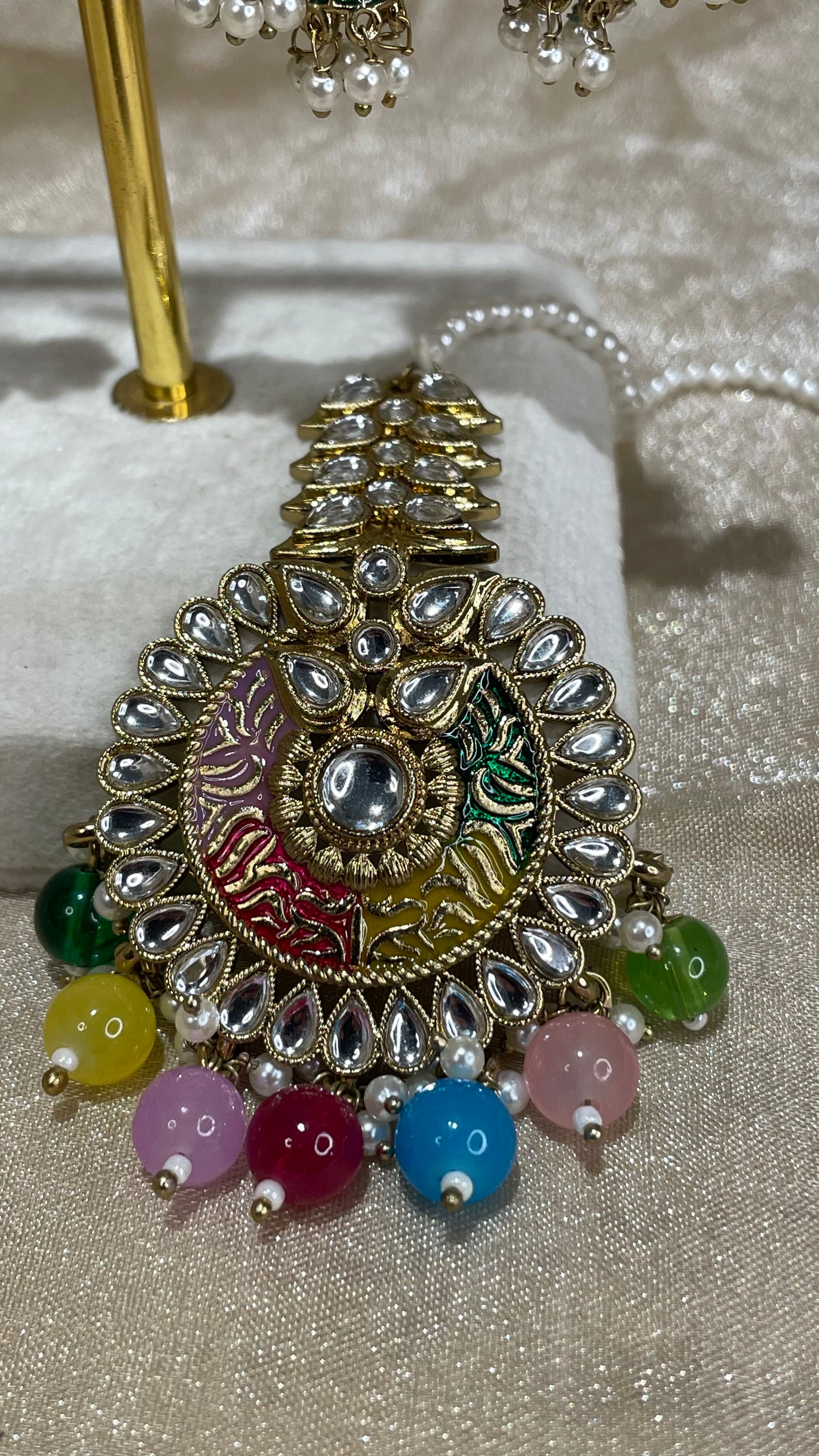 multi-colour earring tikka set