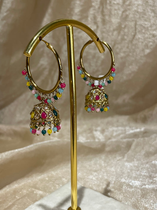 multi-colour jhumki