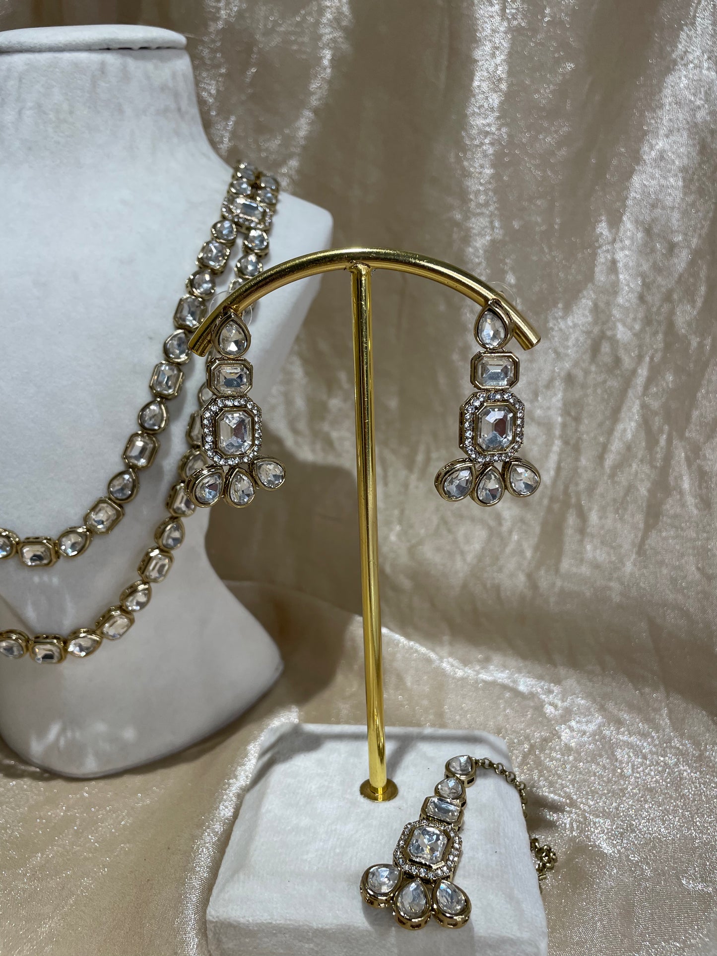gold long necklace set