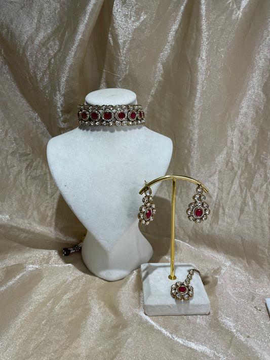 maroon choker set