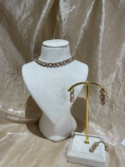 baby pink necklace set