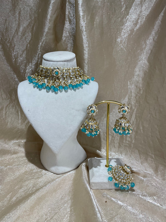 light blue choker set