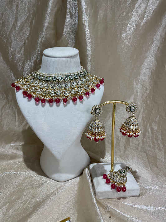 hot pink necklace set