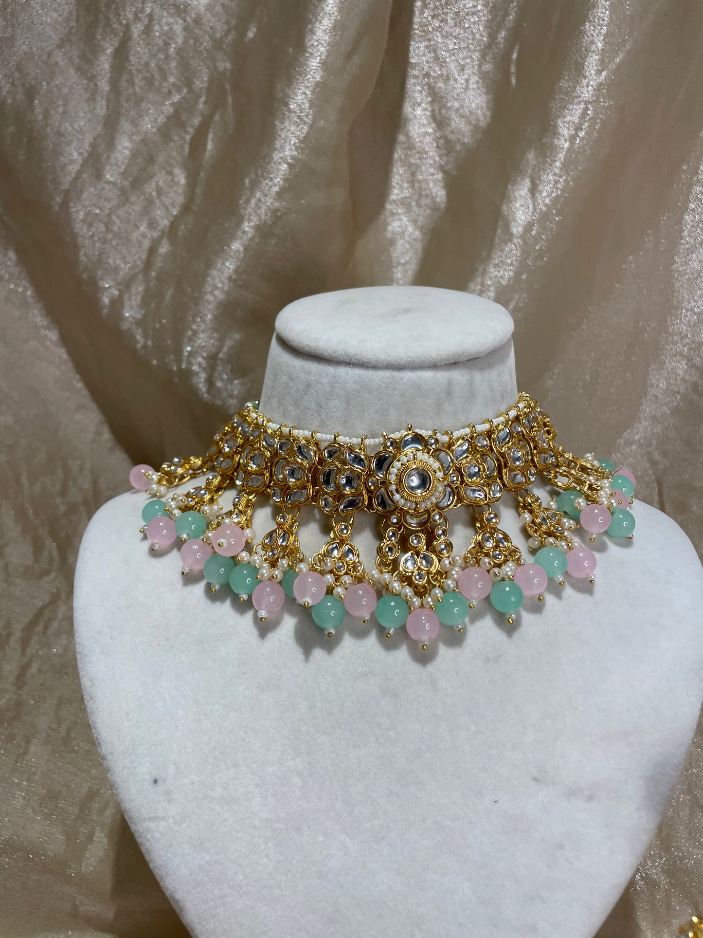 baby pink and mint green choker set