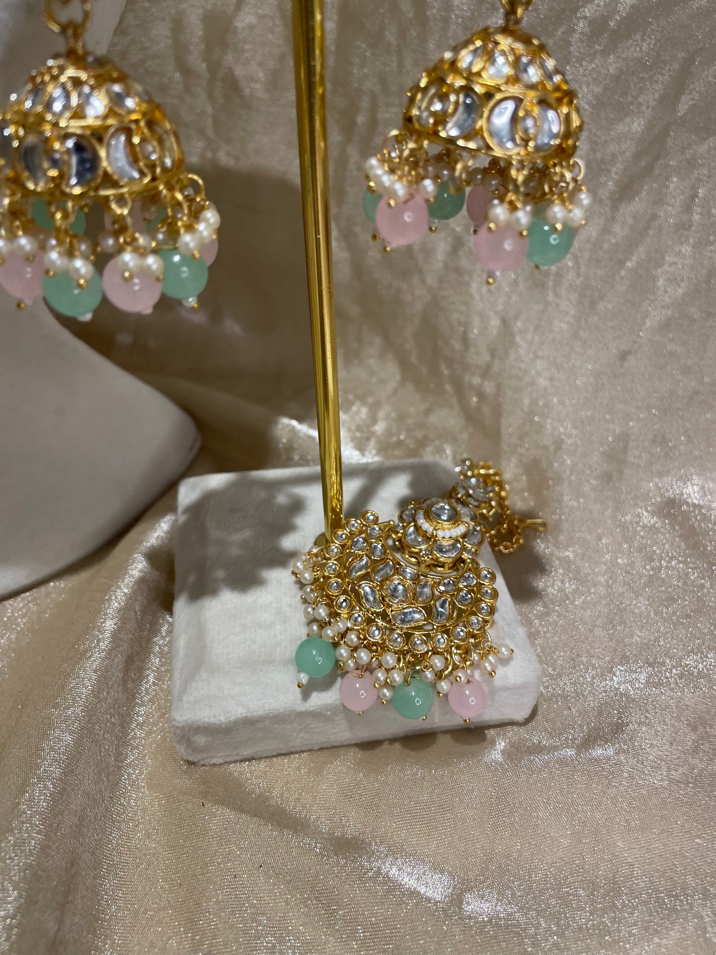 baby pink and mint green choker set