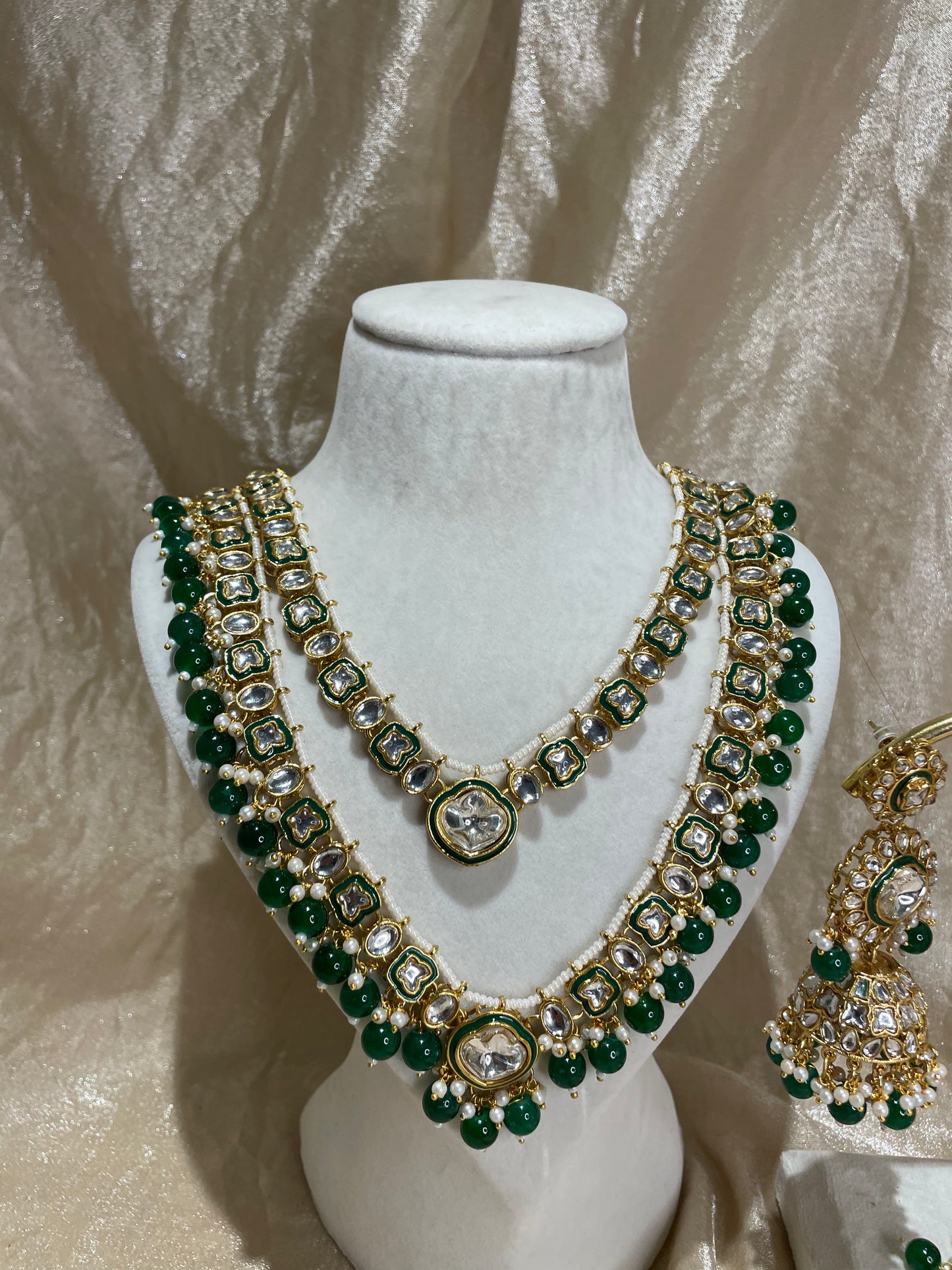 emerald green necklace set