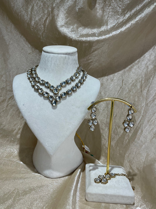 v shape kundan necklace set