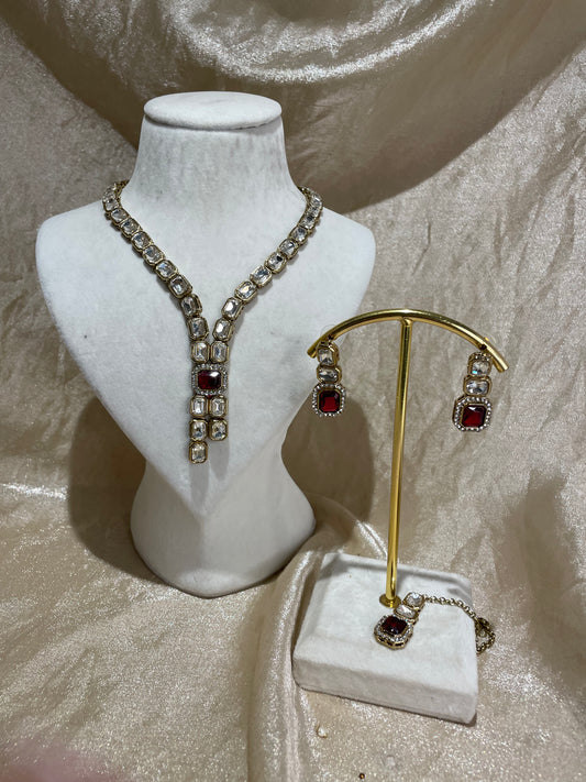 maroon necklace set