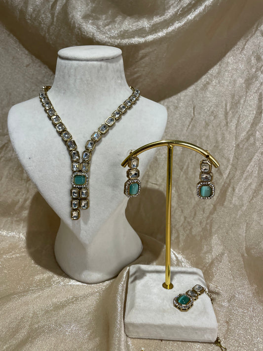 light blue necklace set