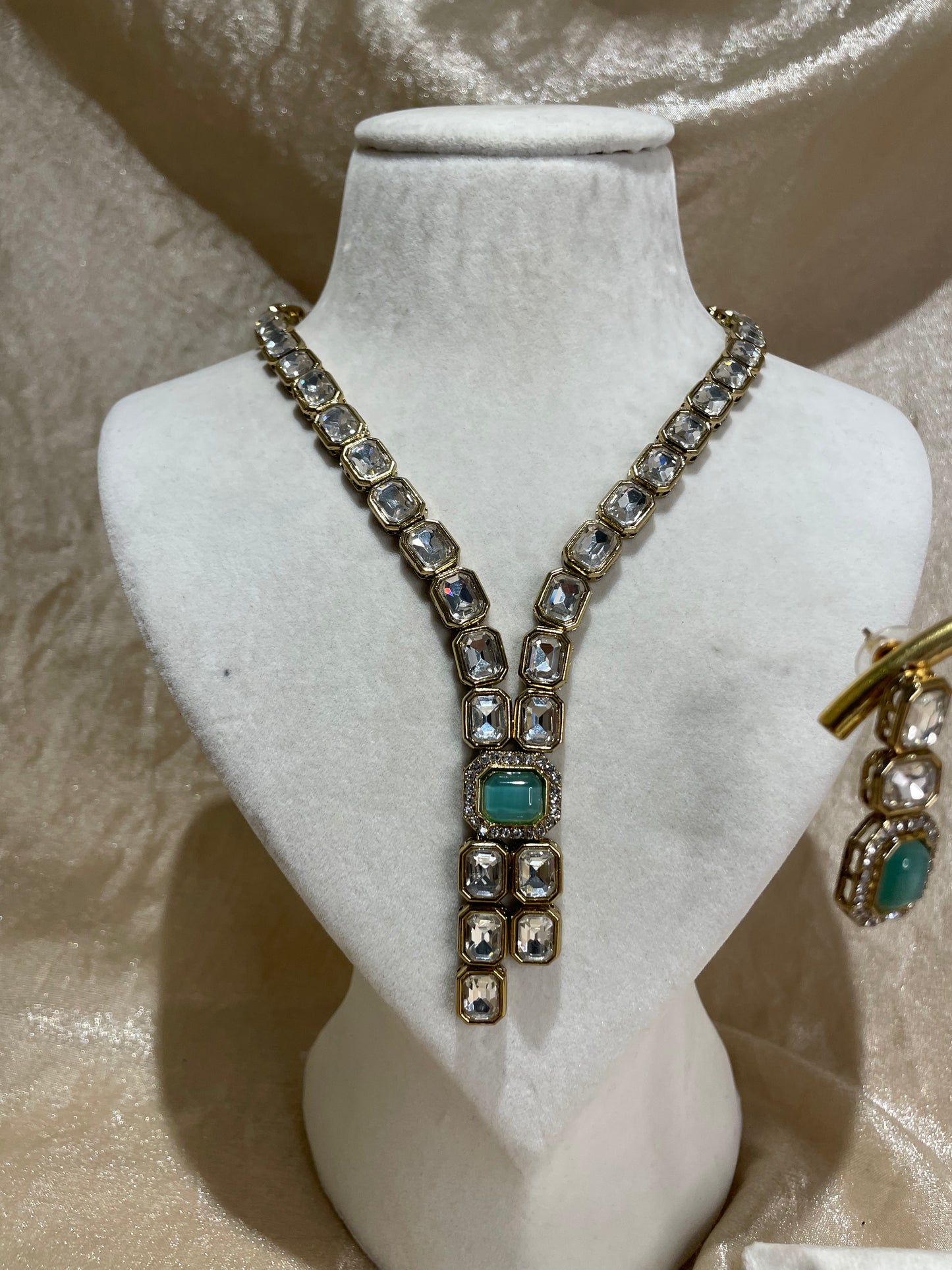 light blue necklace set