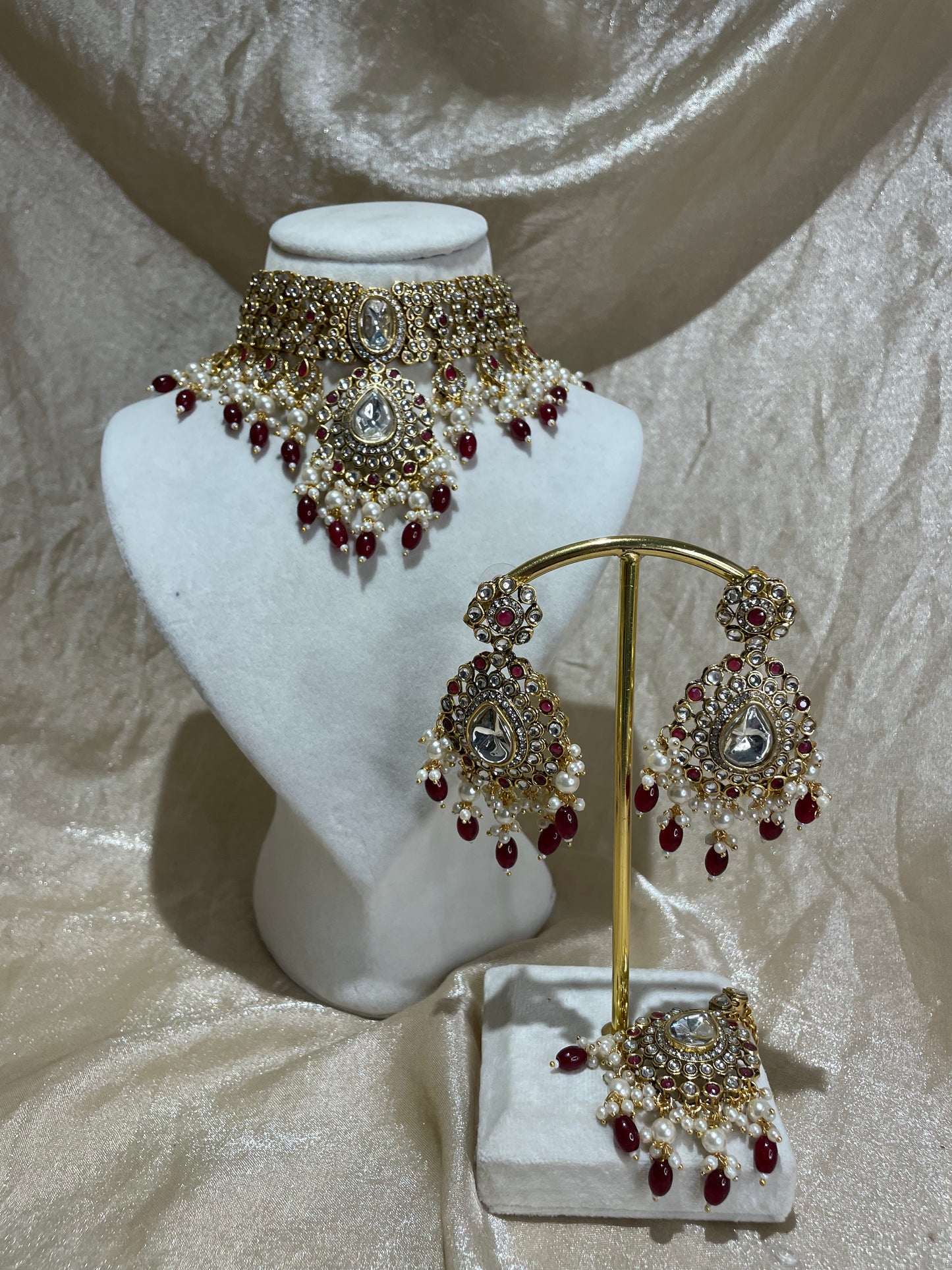 maroon choker set