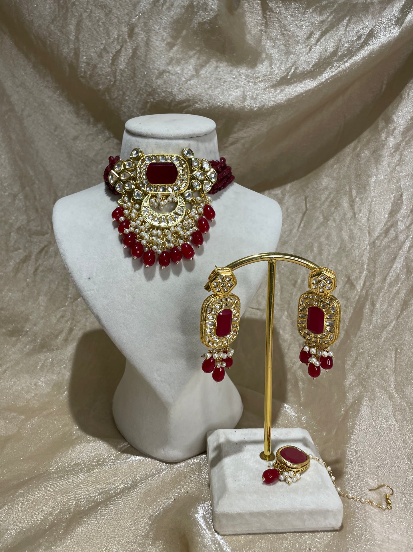 maroon choker set