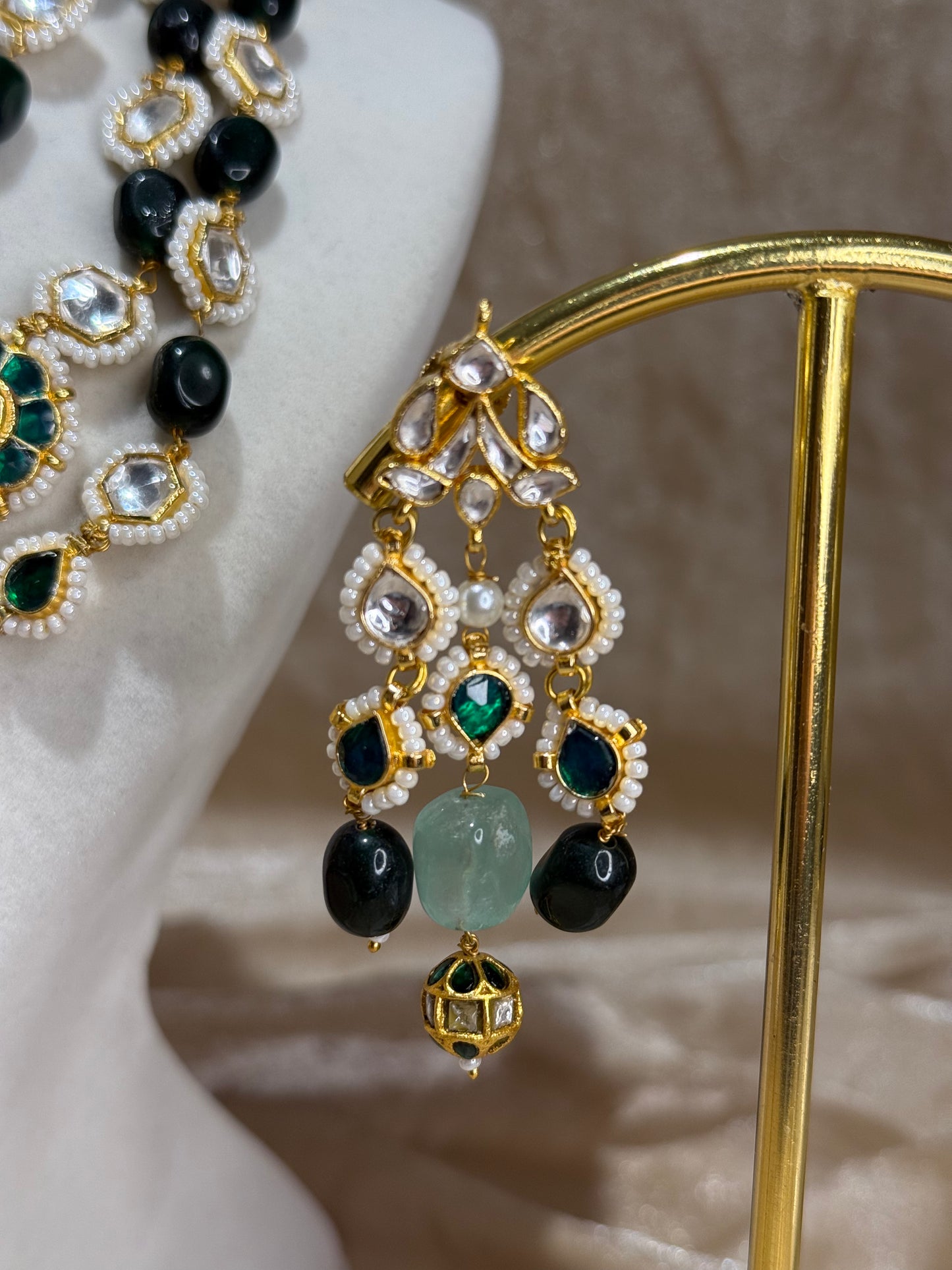 emerald green necklace set