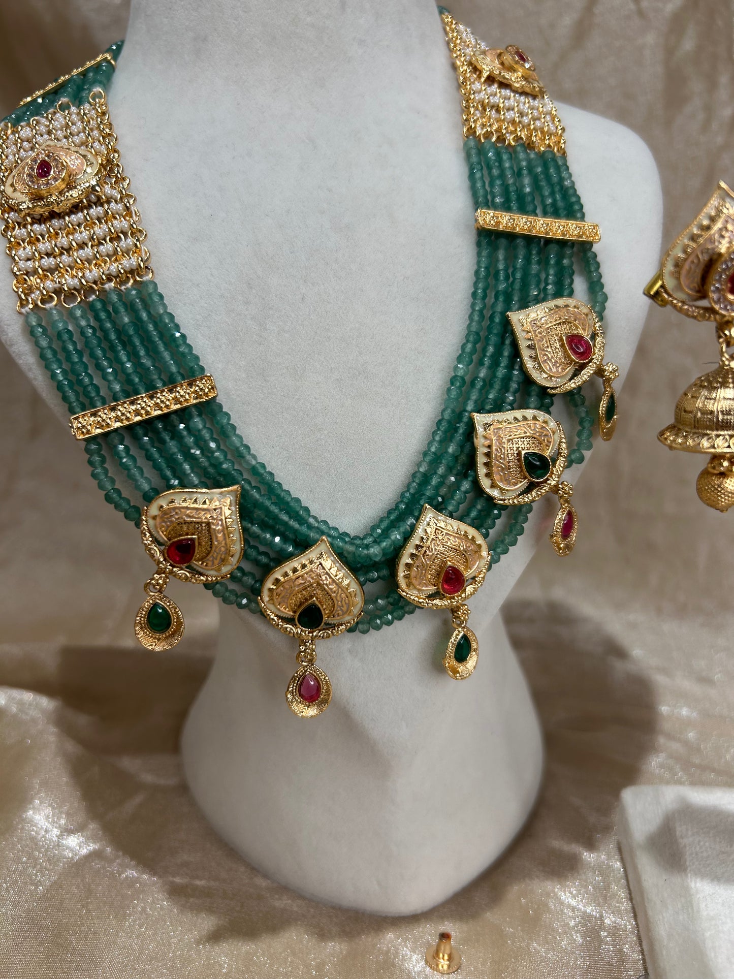sage green necklace set