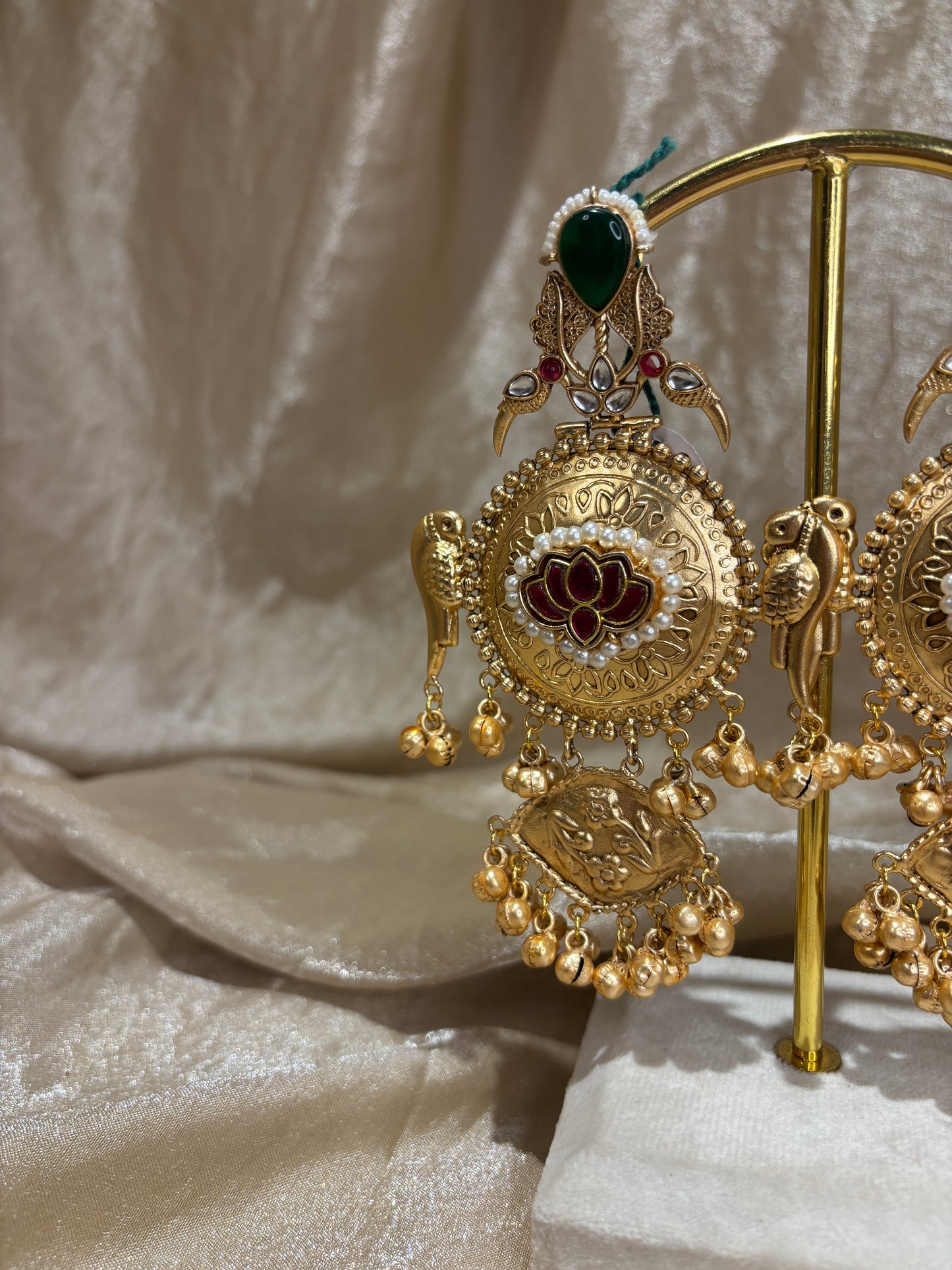 hot pink and emerald green statement earrings