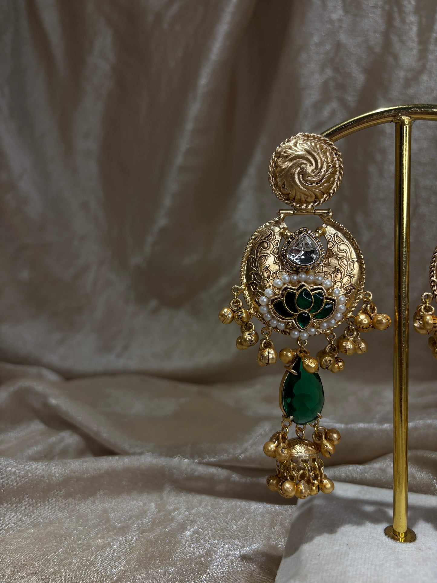 emerald green statement earrings