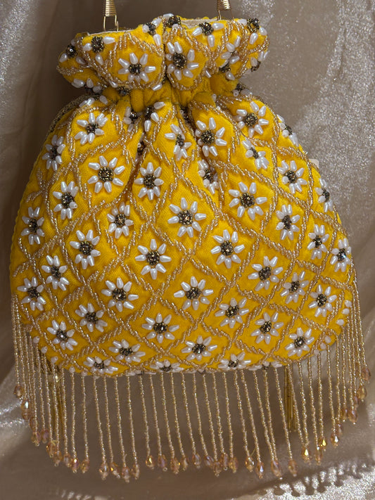 yellow potli purse