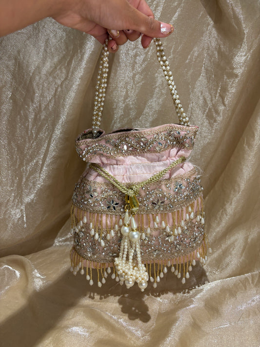 baby pink potli purse