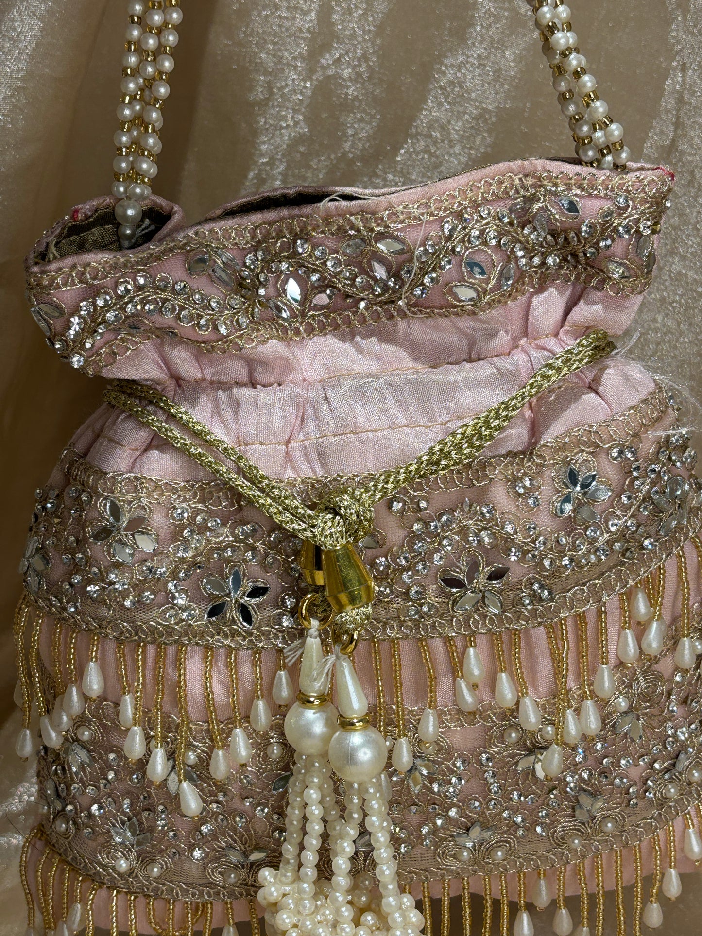 baby pink potli purse