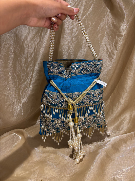 blue potli purse