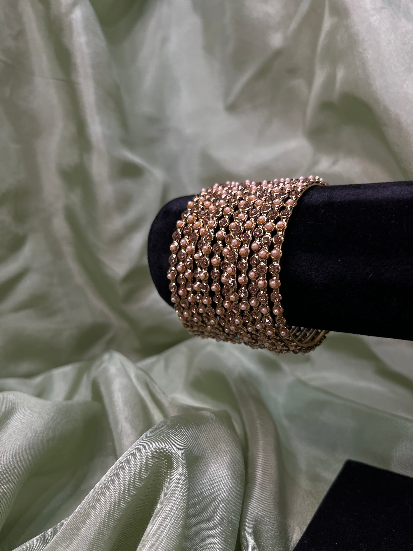 Gold and pearl polki bangles